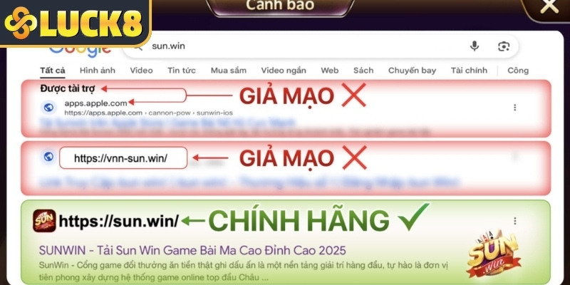 Tìm hiểu cảnh báo Sunwin giả tại hệ thống